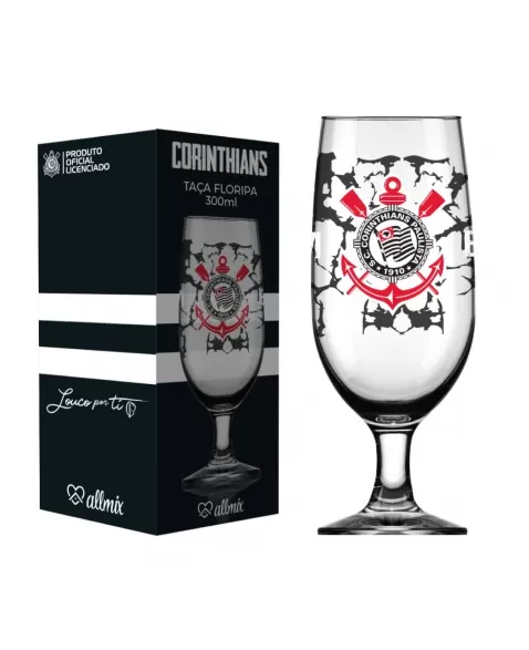 TACA CERVEJA FLORIPA 300 ML CORINTHIANS LUVA COM 1 - NOVO