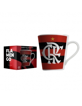 CANECA PORCELANA 290 ML FLAMENGO LUVA COM 1