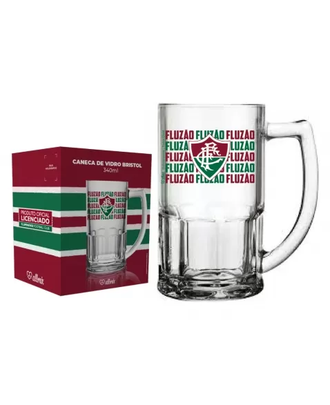 CANECA DE VIDRO BRISTOL 340ML FLUMINENSE LUVA COM 1