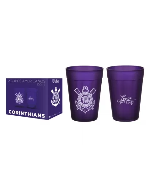 COPO AMERICANO 190 ML CORINTHIANS - JOGO DE 6 UNIDADES (7898919013845) -  Amora - Variedades Criativas