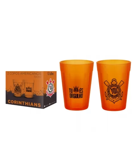 COPO AMERICANO PRIME 190 ML CORINTHIANS LARANJA LUVA COM 2