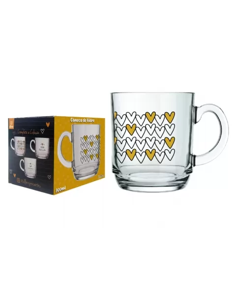 CANECA ASPEN LOVE GOLD 300 ML - CORACAO DOURADO LUVA COM 1