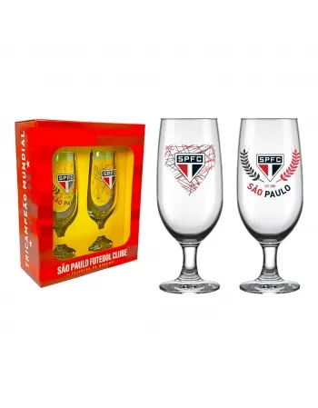 Taça Cerveja Floripa São Paulo 300 ML Luva Com 2 Unid