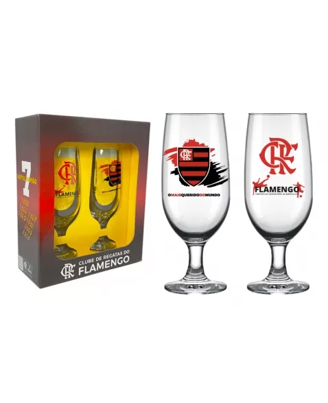 TACA CERVEJA FLORIPA 300 ML FLAMENGO LUVA COM 2