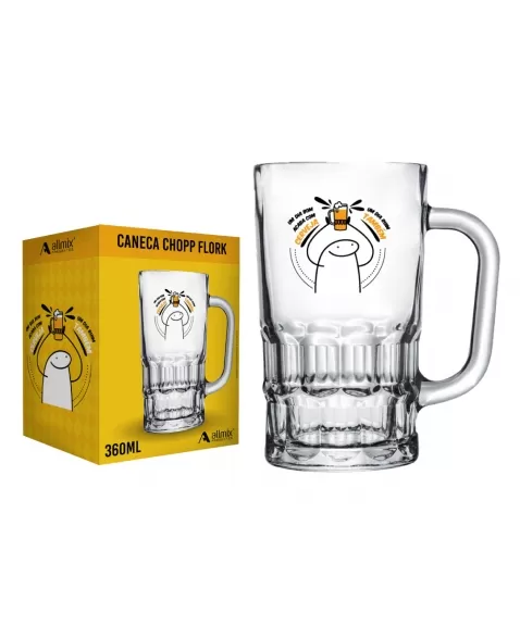 Caneca de Chopp Vidro Flork 306 ML - Um Dia Bom - Luva com 1