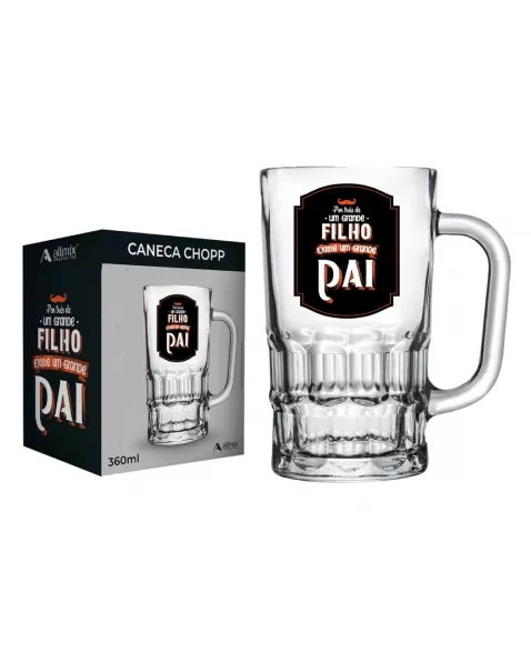 Caneca Chopp Vidro 360ML - Pai - Luva com 1