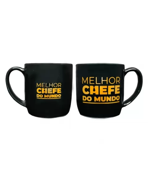 Caneca Porcelana Chefe Urban Preta 360ML - Luva com 1