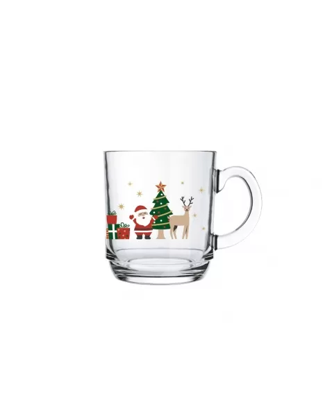 Caneca de Vidro Natal 300ML - Ho Ho Ho