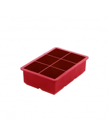 Utensílio Forma De Gelo 6 Cubos Grande Vermelho