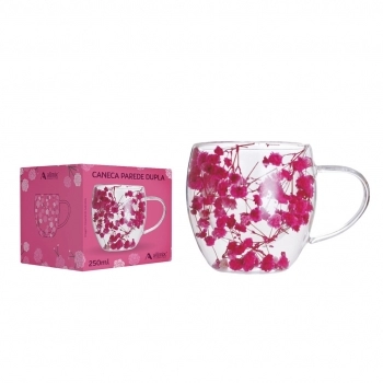 CANECA BOROSSILICATO PAREDE DUPLA 250 ML LUVA COM 1 - CAMELIA PRIMAVER