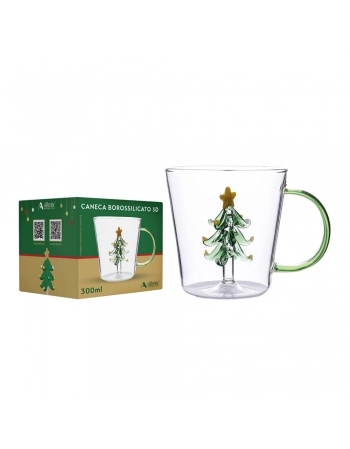 Caneca Borossilicato 3D Natal 300ml