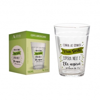 COPO AMERICANO MULTIUSO SALMOS 190 ML- CONFIA AO SENHOR TUA SORTE LUVA COM 1