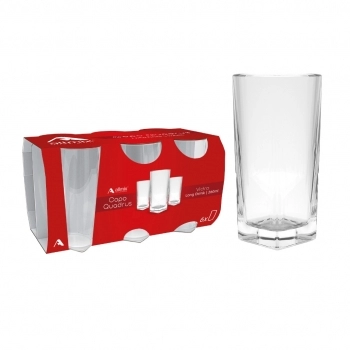 Copo De Vidro Lonk Drink Quadrus 260ml - Luva com 06