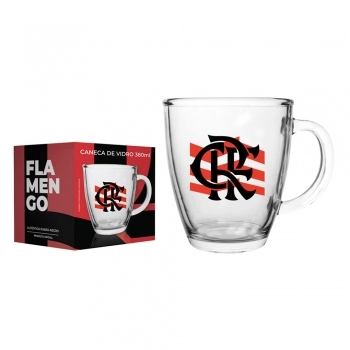Caneca de Vidro Cônica Flamengo 380 ML – Perfeita para Torcedores