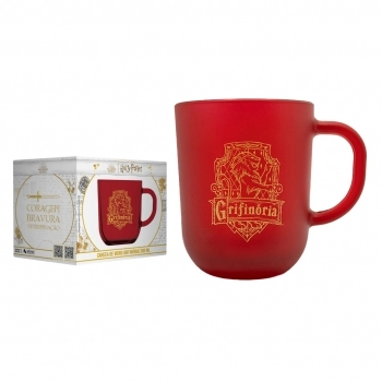Caneca De Vidro Prime Harry Potter Casas 300 ML - Luva Com 1 Unid - Grifinória