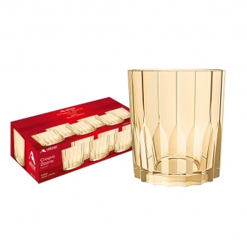 Copo de Vidro Rocks Zaira Gold 340ml