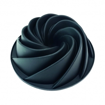 Utensílio Forma Espiral Bolo Pudim Silicone Preto 25 cm