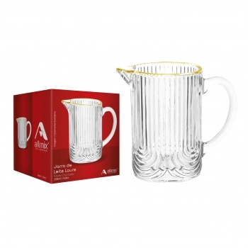 Jarra Leite de Vidro Laure Filete Dourado 290ml