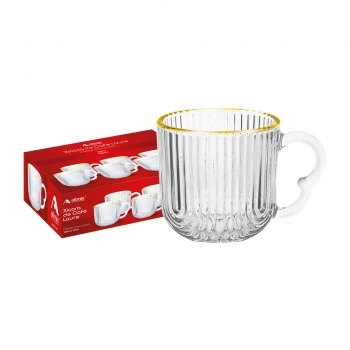 Xícara de Chá de Vidro Laure Filete Dourado180ml