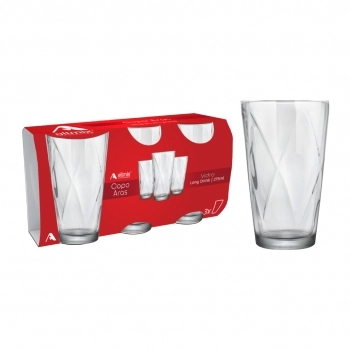 Copo de Vidro Long Drink Aras 275ml Luva com 3